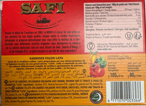 Safi Filets Sardine Style Lata 105g