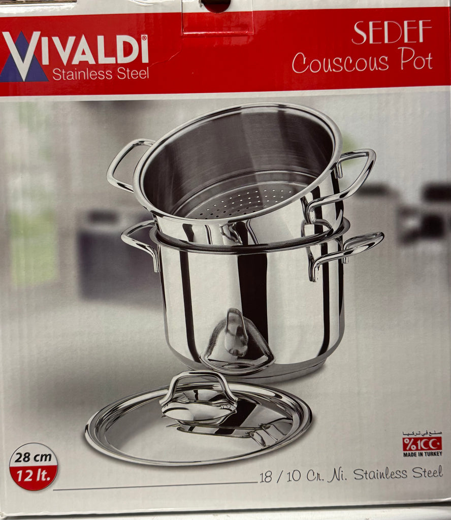 VIVALDI Couscousier Pot Stainless Steel Steamer 12L HOME ZaytunaMart.ca