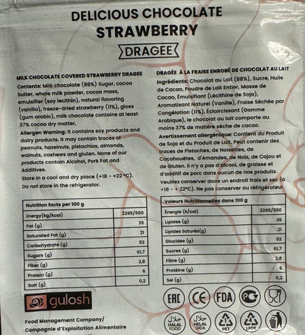 Gulosh Delicious Chocolate Strawberry Drage Milk Chocolate 80g