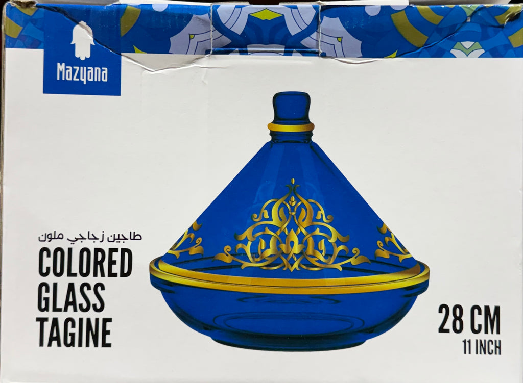 Mazyana Bleu Glass Tagine Display 28cm HOME ZaytunaMart.ca