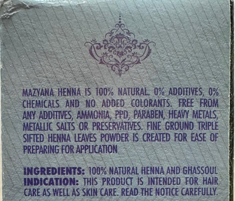 Mazyana Natural Henna with Ghassoul  125g