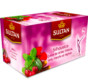 SULTAN Tisane Collection Silhouette Cherry, Hibiscus, Anise, Mint and Licorice Tea - 20 Tea Bags