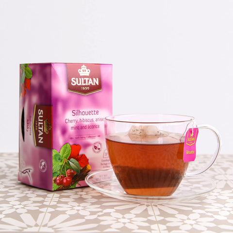 SULTAN Tisane Collection Silhouette Cherry, Hibiscus, Anise, Mint and Licorice Tea - 20 Tea Bags