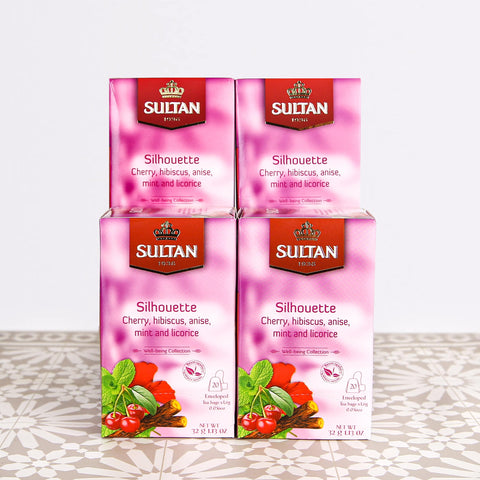 SULTAN Tisane Collection Silhouette Cherry, Hibiscus, Anise, Mint and Licorice Tea - 20 Tea Bags