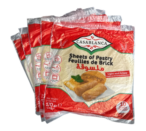 Casablanca  Tunisian Melsouka feuilles de Brick, Spring Roll Pastry Sheets Malsouka Dioul 5Pack x 10sheets 170g